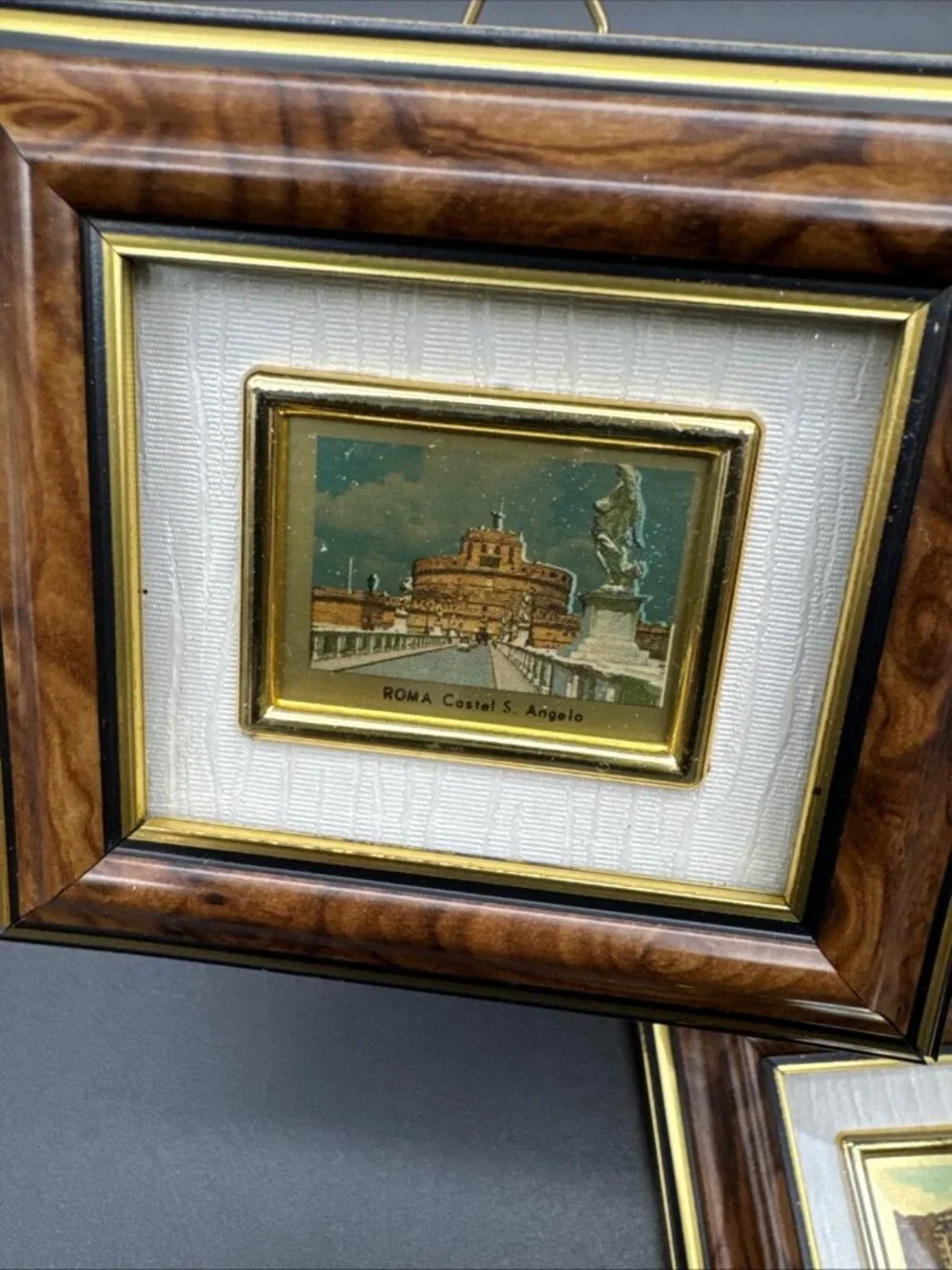VTG Italy Mini Chromolithograph Framed Rome Set 4 Pietro Roma 3.5x3.5 Wall Art